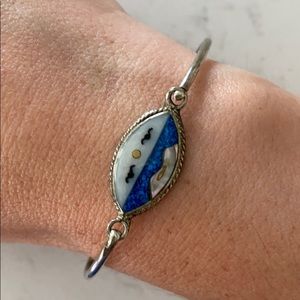 Alpaca Mexico silver + shell bracelet